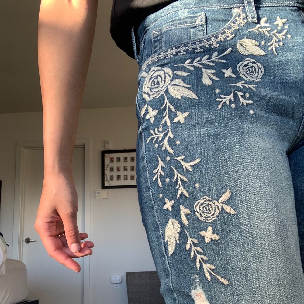 Embroidered Floral Jeans